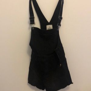 Cheap Monday Black Distressed Shortalls